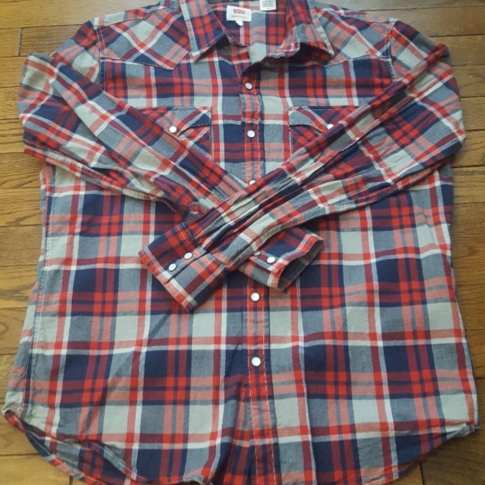 Levi's Red and Blue Plaid Men's Shirt